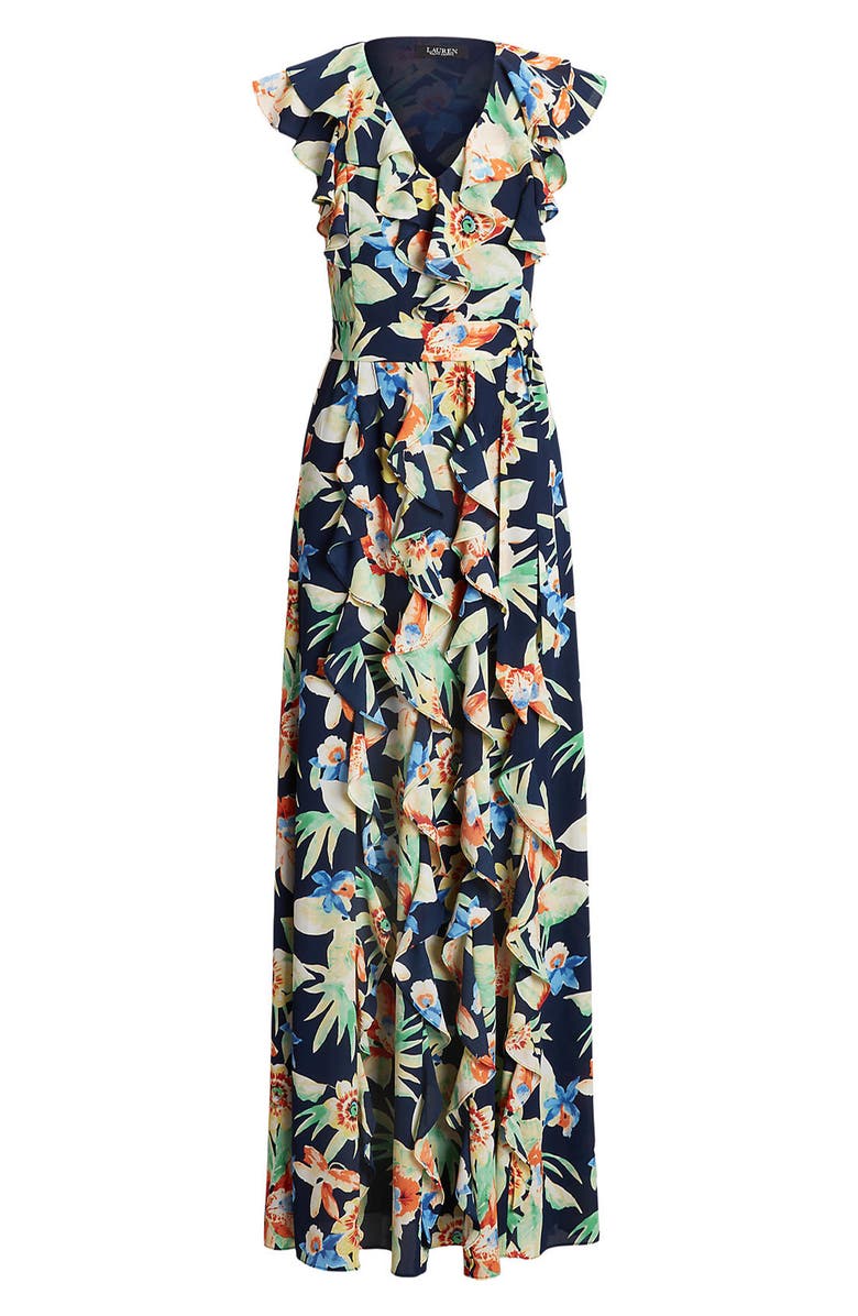 Ralph Lauren Floral Tie Waist Dress, Alternate, color,