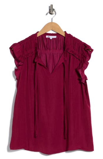 Dr2 By Daniel Rainn Ruffle Tie Neck Top In Black