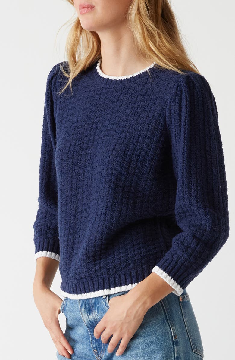 Michael Stars Leonora Tipped Puff Sleeve Cotton Blend Sweater, Alternate, color, Nocturnal