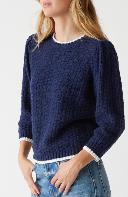Michael Stars Leonora Tipped Puff Sleeve Cotton Blend Sweater In Nocturnal In Nocturnal