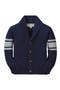 selected Navy With Grey Stripes Sleeve