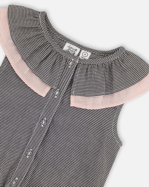 DEUX PAR DEUX DEUX PAR DEUX LITTLE GIRL'S SLEEVELESS TOP WITH FRONT TIE BLACK AND SPARKLING PINK