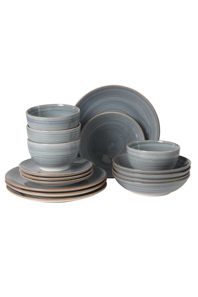 Stonebury 16-Piece Handpainted Stoneware Dinnerware Set, Main, color, Blue