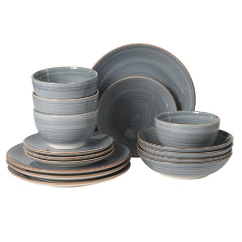Stonebury 16-Piece Handpainted Stoneware Dinnerware Set