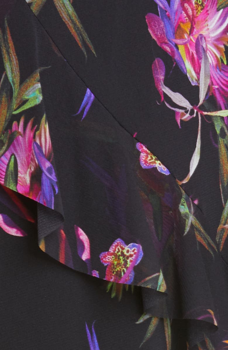 Fuzzi Floral Ruffle Asymmetrical Midi Skirt, Alternate, color,