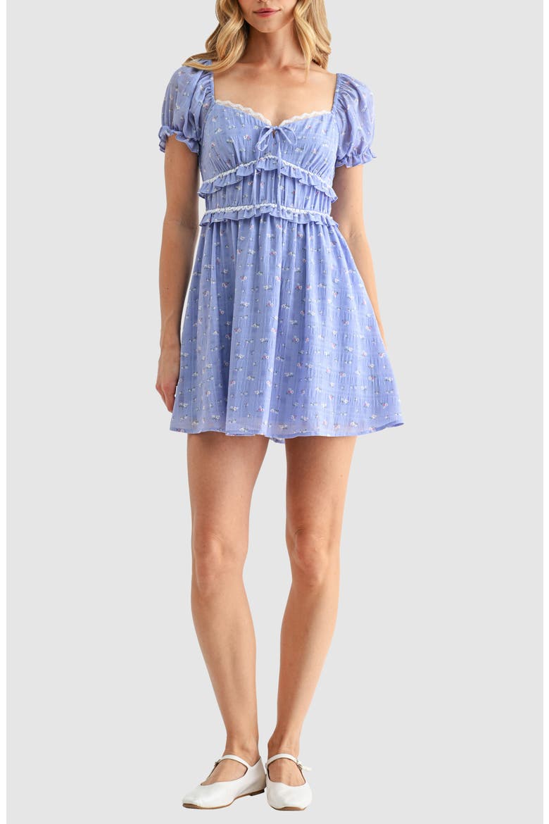 Lace Trim Minidress, Main, color, PERIWINKLE