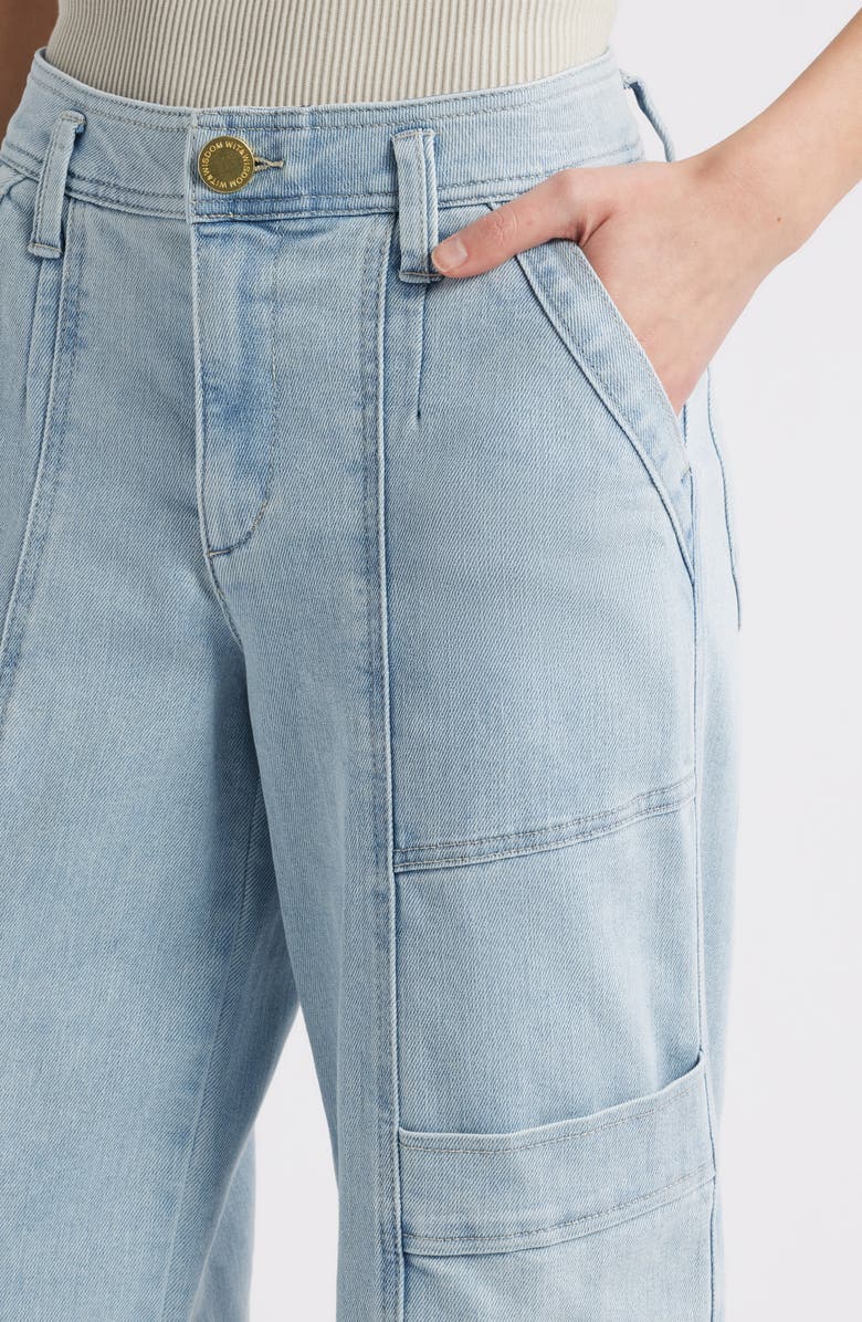 Wit & Wisdom Skyrise Cotton Crop Wide Leg Utility Pants, Alternate, color, Light Blue