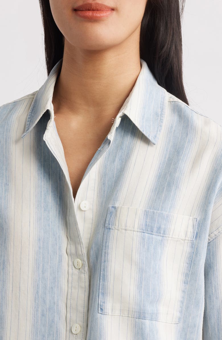 Faherty Tried & True Stripe Chambray Button-Up Shirt, Alternate, color, Ocean Oasis Stripe