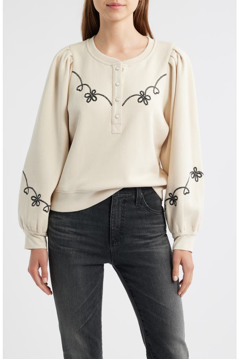 Hanne Puff Shoulder Sweatshirt, Main, color, ECRU
