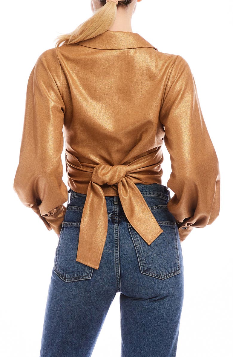FIFTEEN TWENTY Sloane Metallic Wrap Top, Alternate, color, Camel