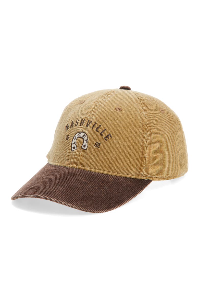 Corduroy Baseball Cap, Main, color, IVORY- BROWN NASHVILLE