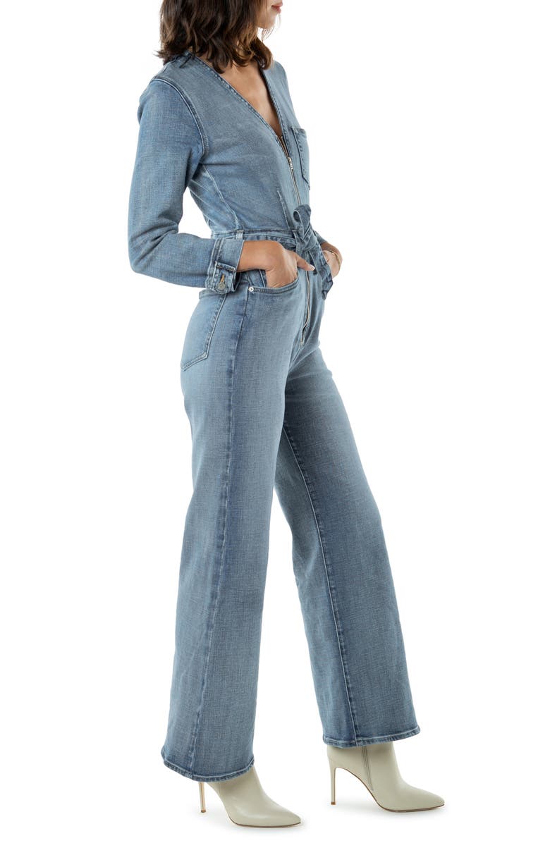 ÉTICA Lia Retro Belted Wide Leg Denim Jumpsuit, Alternate, color, 