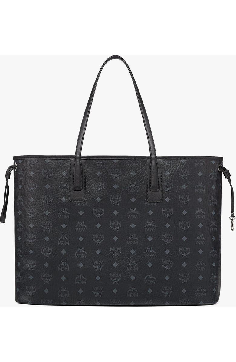 MCM Large Reversible Liz Shopper in Visetos, Alternate, color, Black