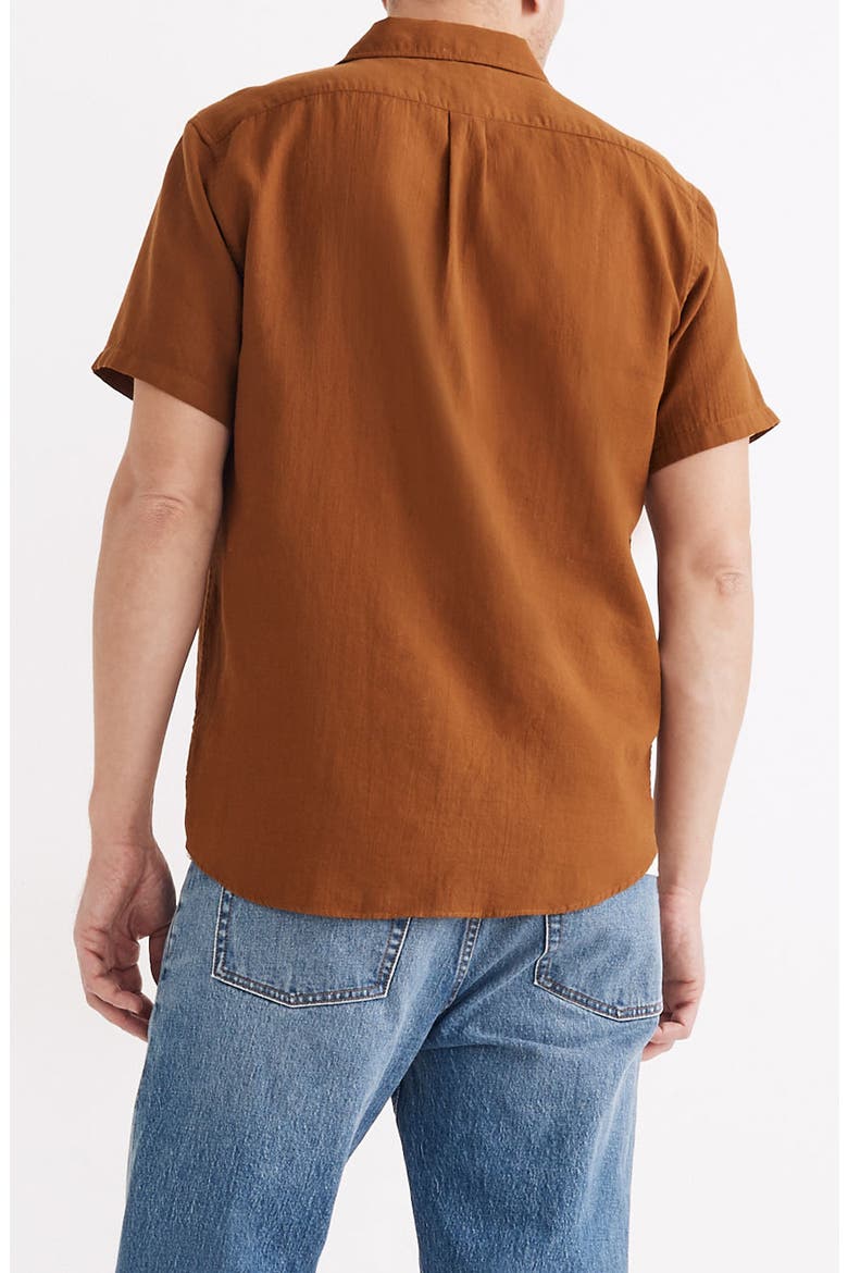 Perfect Textured Short Sleeve Button-Up Shirt, Alternate, color, DRIED CEDAR