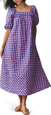 NEXT Gingham Puff Sleeve Seersucker Dress