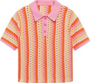 MANGO Crochet Cotton Polo Sweater