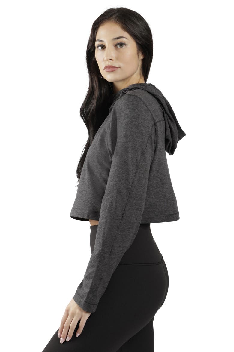 Half Zip Pullover Hoodie Top, Alternate, color, HTR. NIGHT