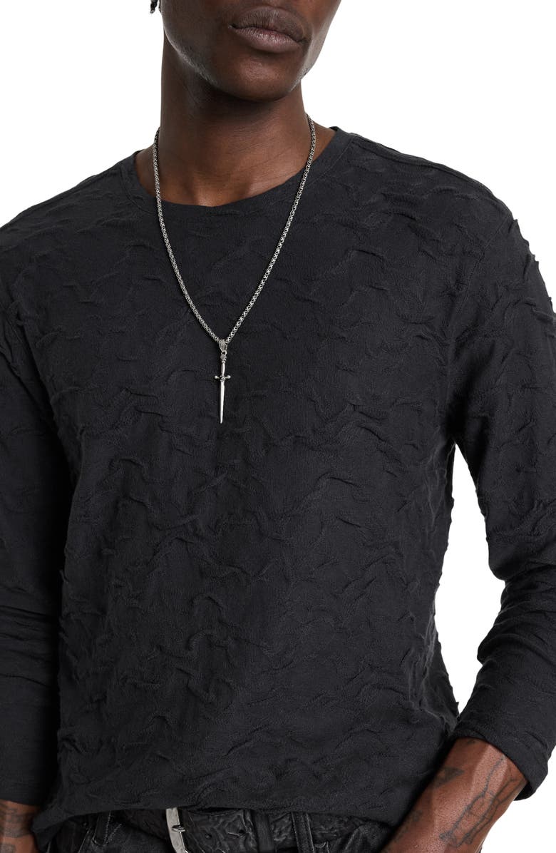 John Varvatos Cruzeiro Crinkle Texture Long Sleeve Cotton T-Shirt, Alternate, color,