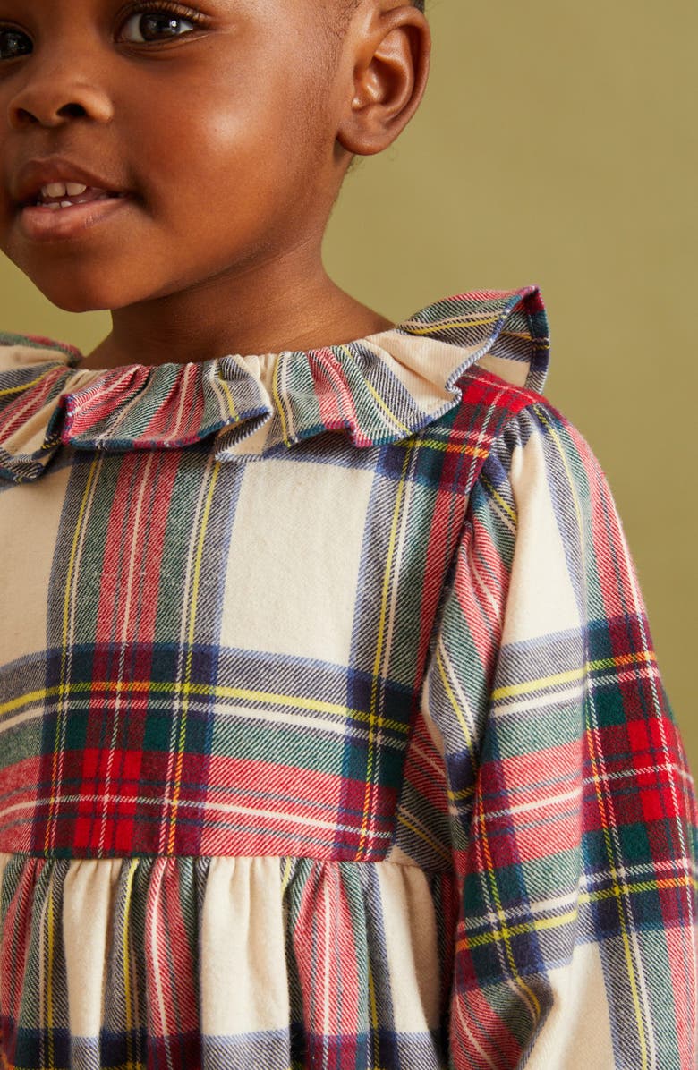 NEXT Kids' Plaid Ruffle Collar Long Sleeve Cotton Dress, Alternate, color, 