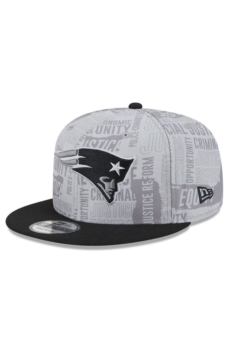 New Era Men's New Era Gray/Black New England Patriots 2023 Inspire Change 9FIFTY Snapback Hat, Alternate, color,