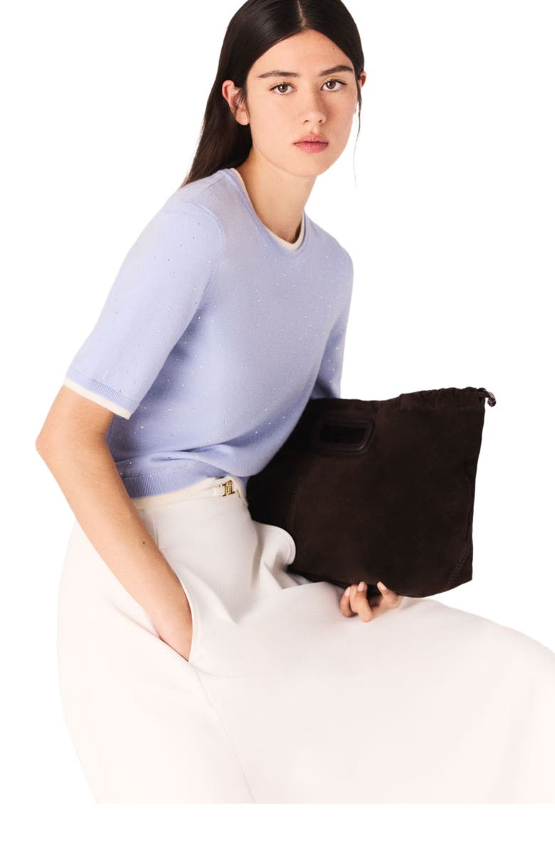 maje 100% wool short-sleeve sweater, Alternate, color, Blue