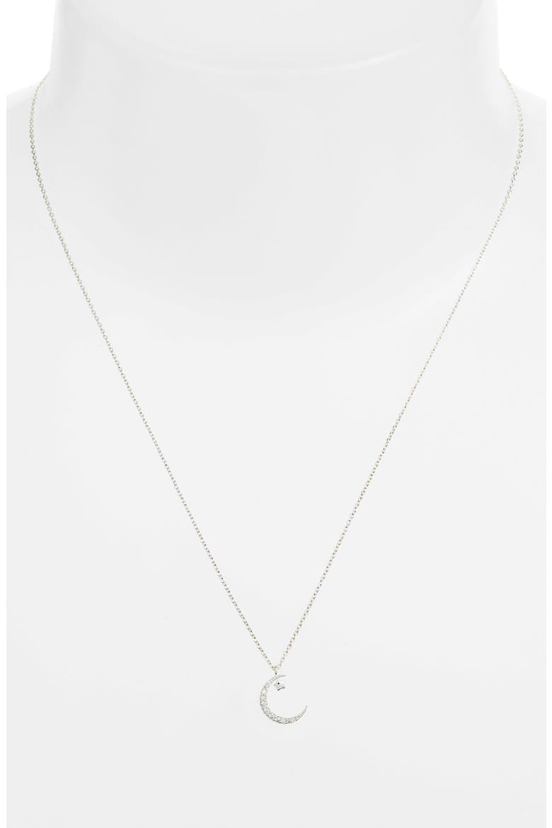 Smile Love Dream Moon & Star Pendant Necklace, Main, color, SILVER