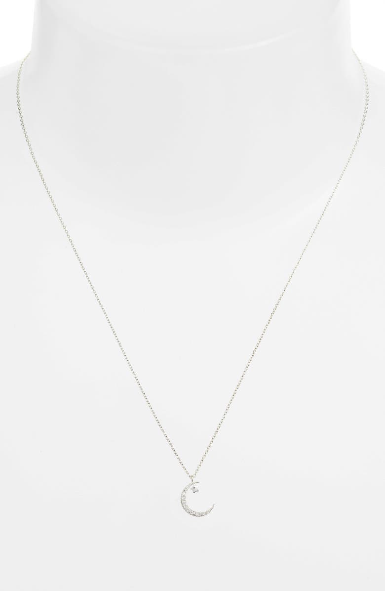 Estella Bartlett Smile Love Dream Moon & Star Pendant Necklace, Alternate, color, Silver