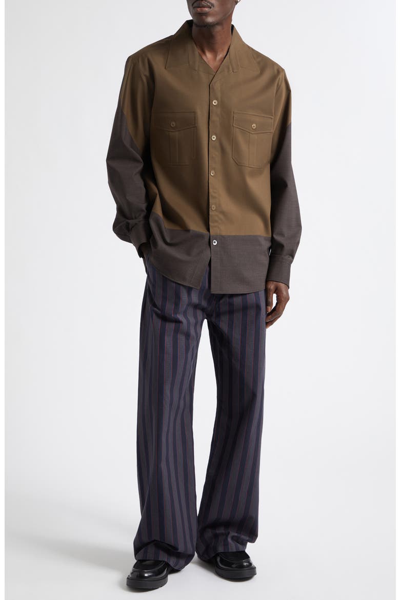 Colorblock Shirt Jacket, Main, color, DEEP BROWN