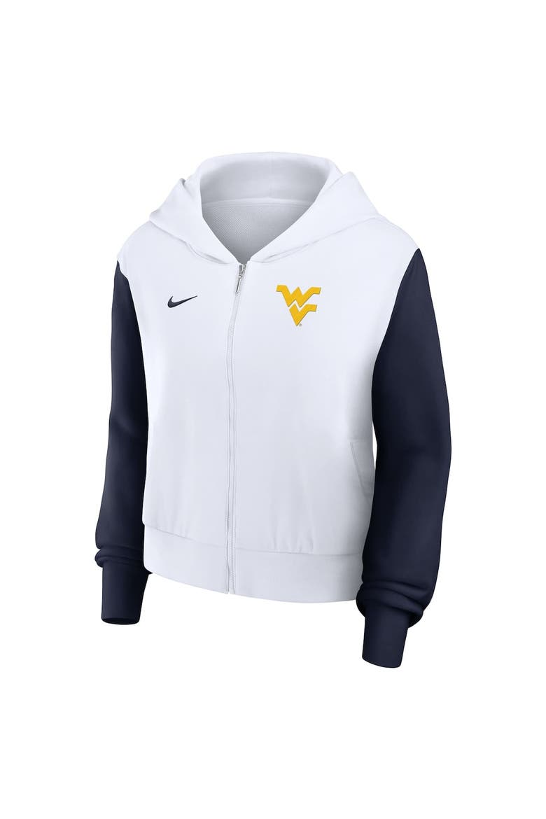 Women's Nike White West Virginia Mountaineers Cropped Beyond Capability Color-Block Script Full-Zip Hoodie, Alternate, color, White