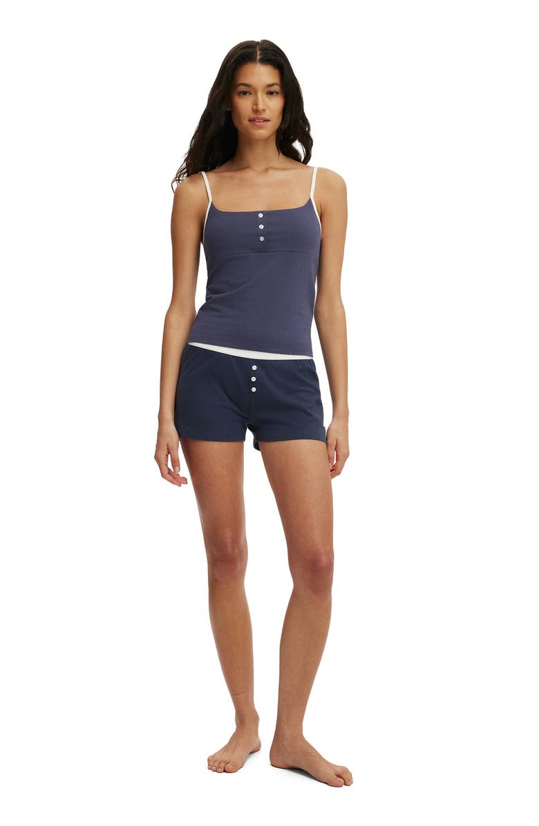 COTTON ON BODY Women's Dreamy Soft Henley Cami, Alternate, color, Steely Blue Coconut Milk