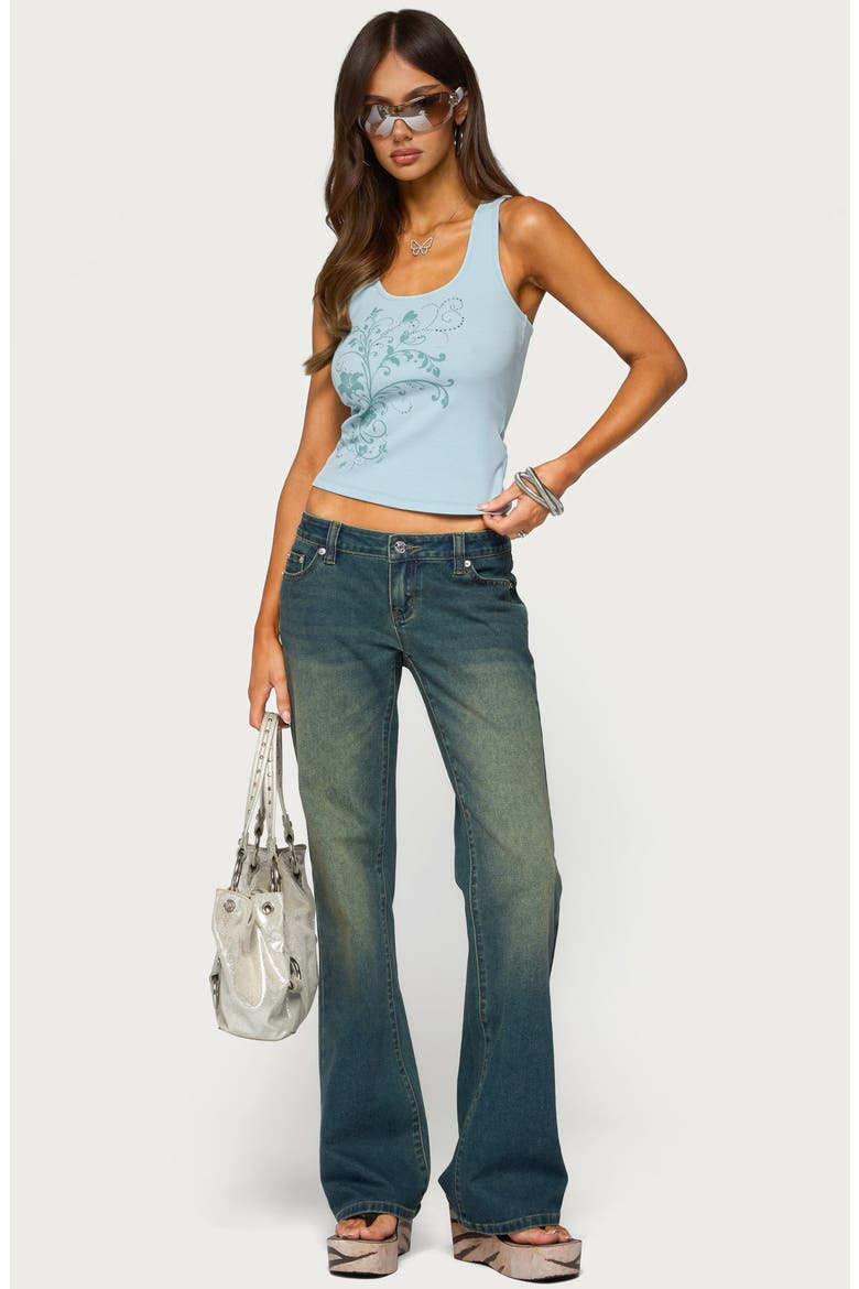 Veila Rhinestone Ribbed Graphic Tank, Alternate, color, LIGHT-BLUE