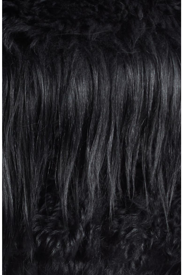 Genuine Shearling and Goat Hair Bomber Jacket, Alternate, color, BLACK