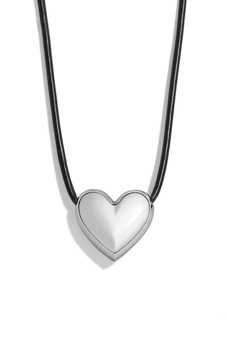 BaubleBar Millie Bubble Heart Cord Necklace, Alternate, color, Silver