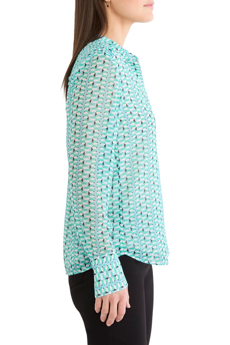 Geo Steps Relaxed FIt Chiffon Button-Up Shirt, Alternate, color, GREEN MULTI