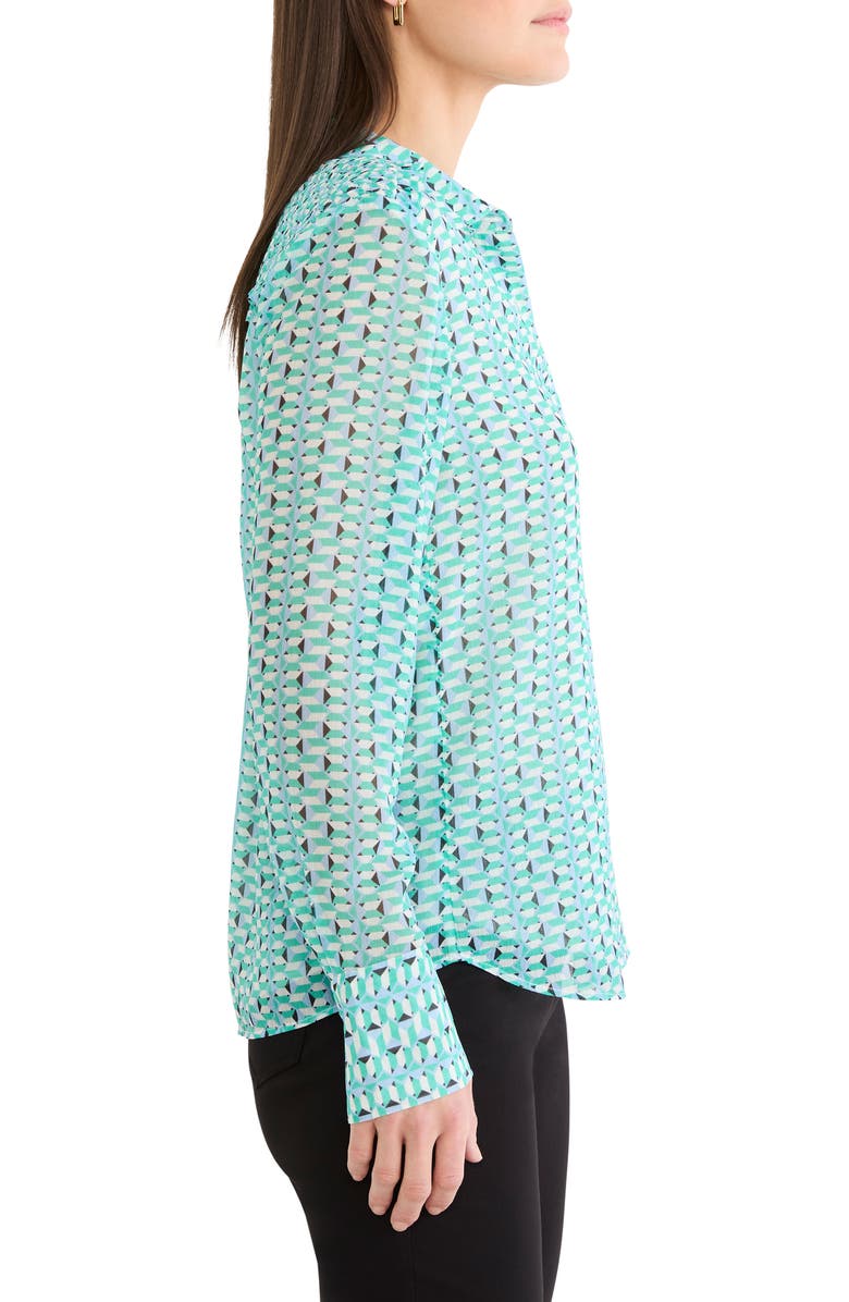 NIC+ZOE Geo Steps Relaxed FIt Chiffon Button-Up Shirt, Alternate, color, 