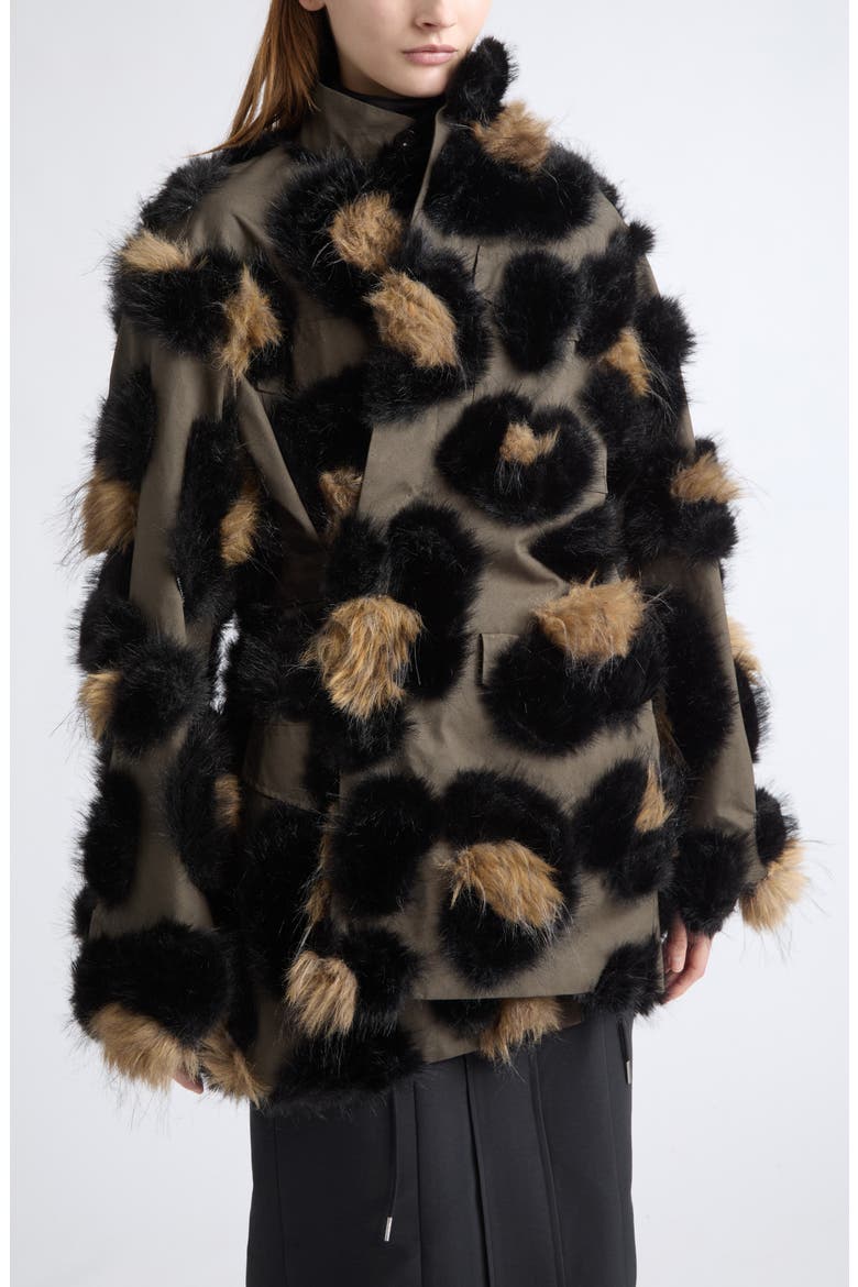 Leopard Faux Fur Jacket, Alternate, color, DARK KHAKI