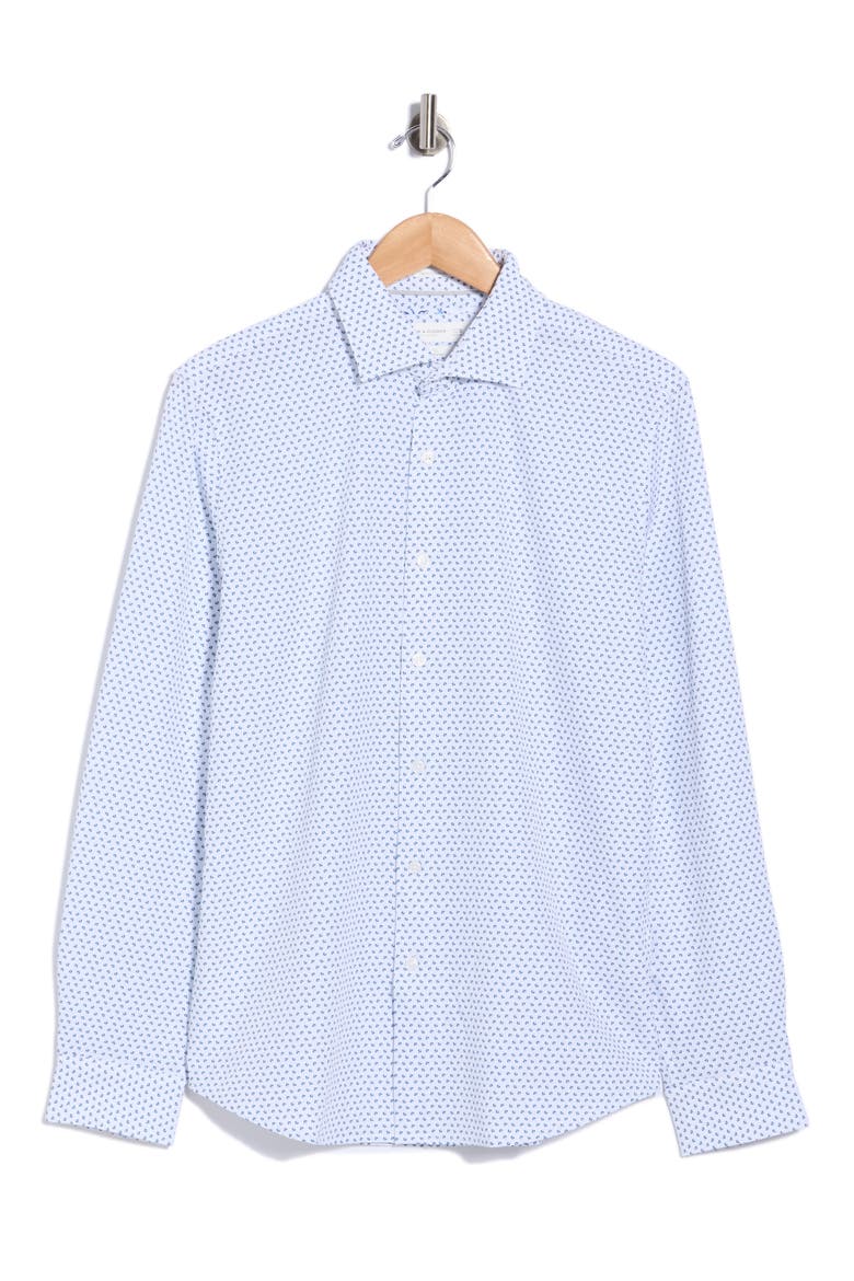Geo Tech Long Sleeve Button-Up Shirt, Alternate, color, WHITE