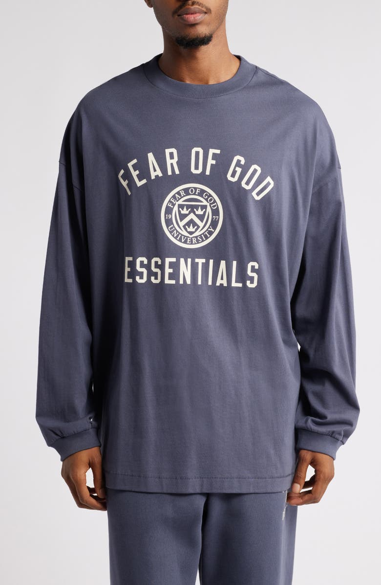 Fear of God Essentials Long Sleeve Cotton Jersey Graphic T-Shirt, Main, color, 