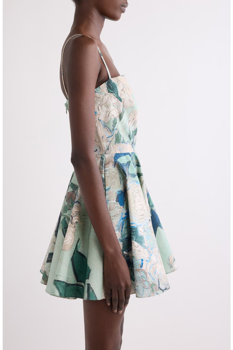 Rose Jacquard Sliced Minidress, Alternate, color, MINT GREEN