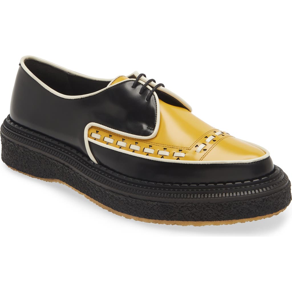 Adieu Creeper Sole Derby in Black/Sienna/Ivory