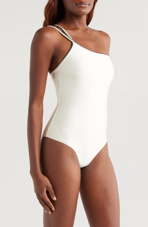 Shop Boamar Aurora One-shoulder One-piece Swimsuit In Shimmer Ivory