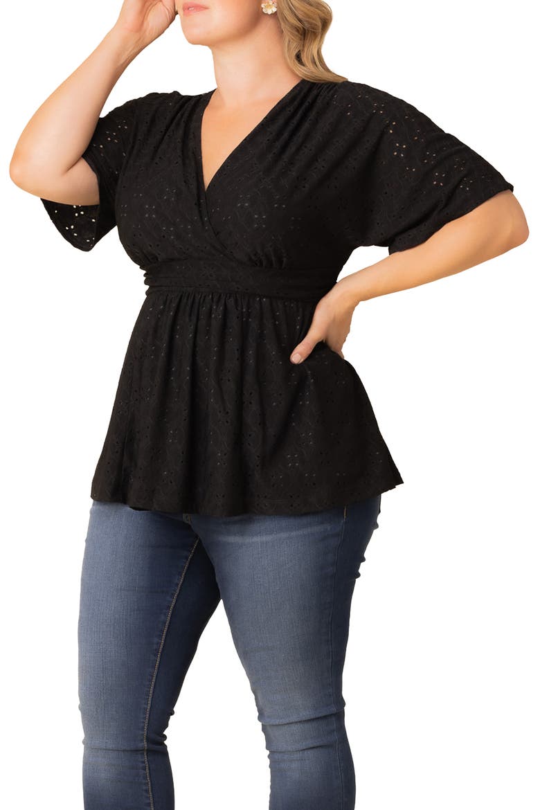 Sunny Day Eyelet Wrap Top, Alternate, color, BLACK NOIR