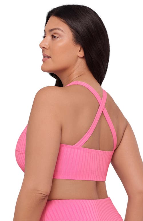 S3 Ribbed Scoopneck Crossback Bikini Top In Pink