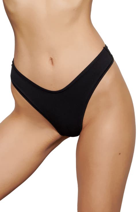 Cotton Stretch Jersey Dipped Thong (Regular & Plus)