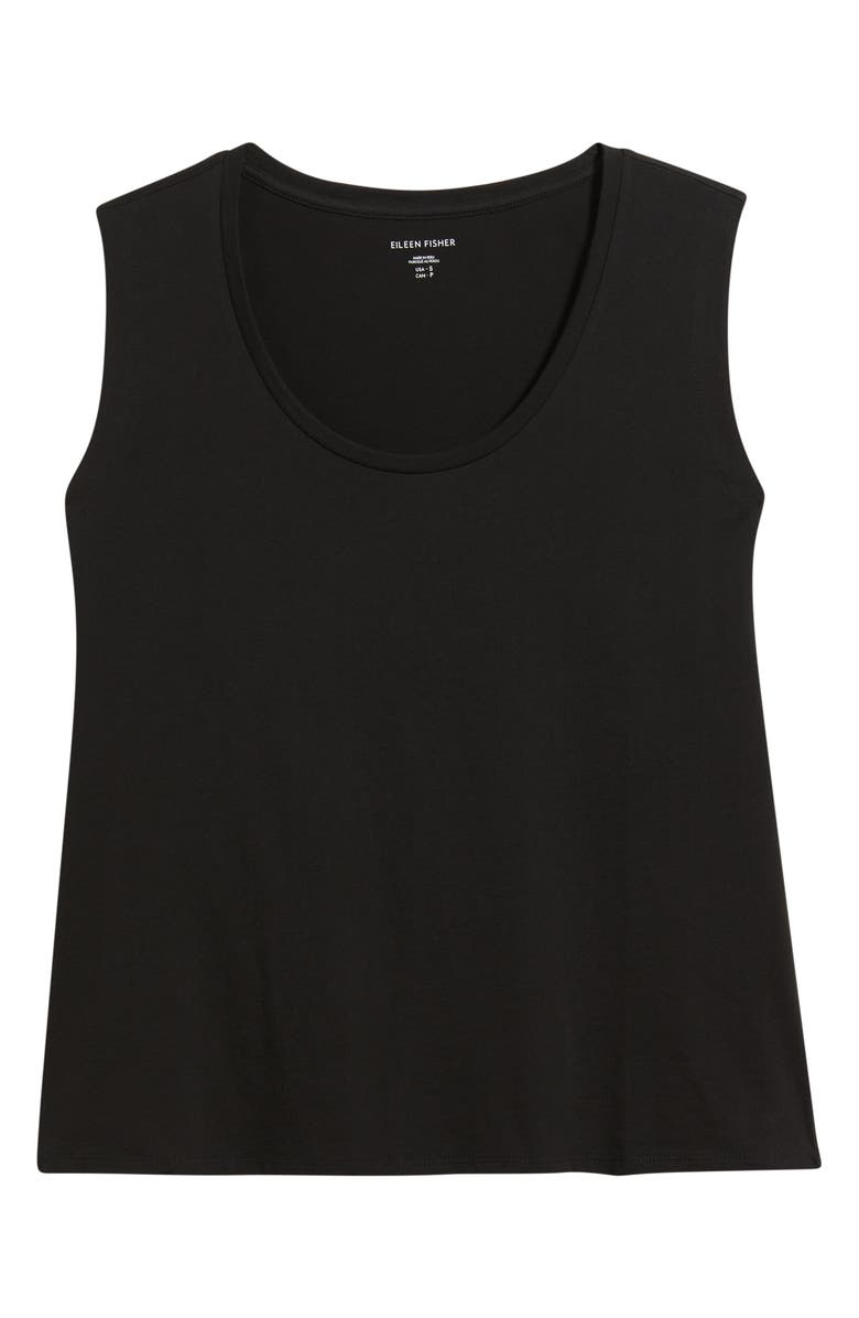 Eileen Fisher Scoop Neck Organic Cotton Tank, Alternate, color, Black