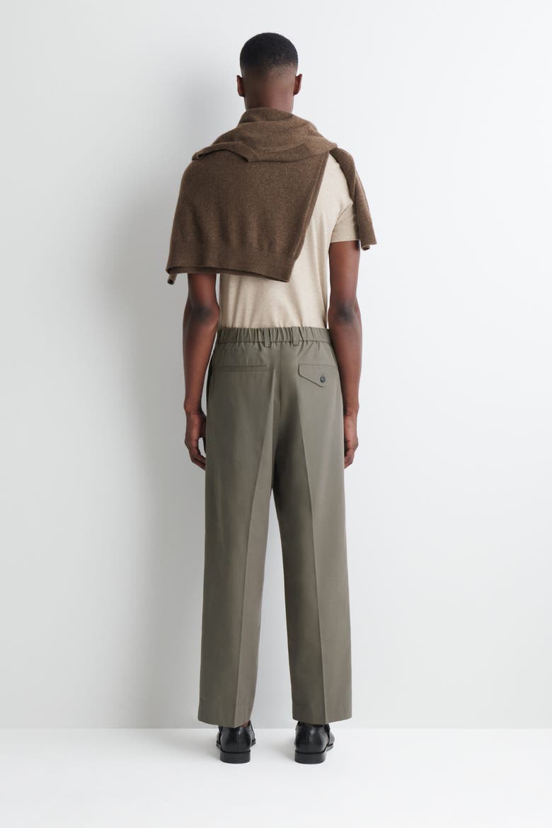Pleated Relaxed-Fit Tapered Pants, Alternate, color, KHAKI