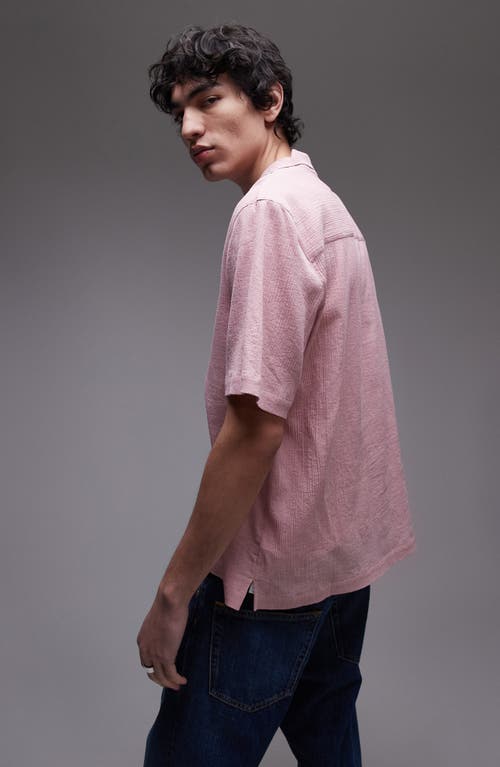 Topman Short Sleeve Crinkle Shirt In Pink