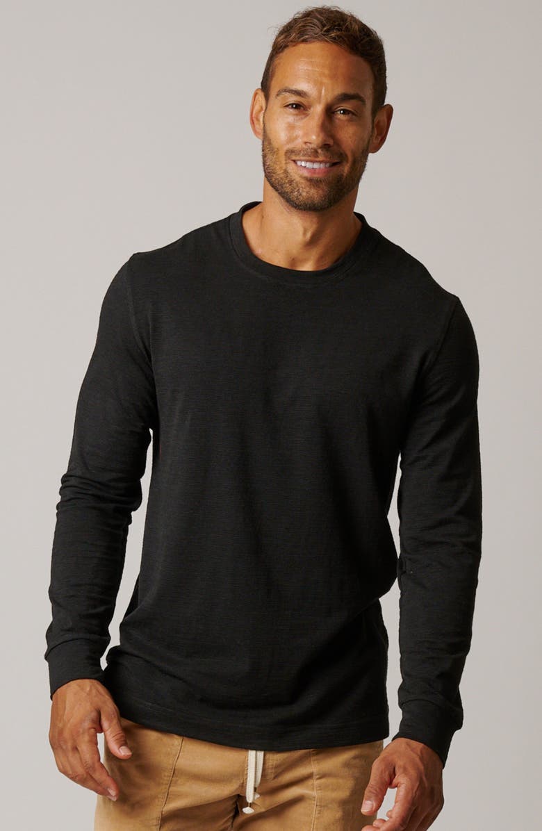 LEISURE LAB Long Sleeve Slub T-Shirt, Main, color, Matte Black