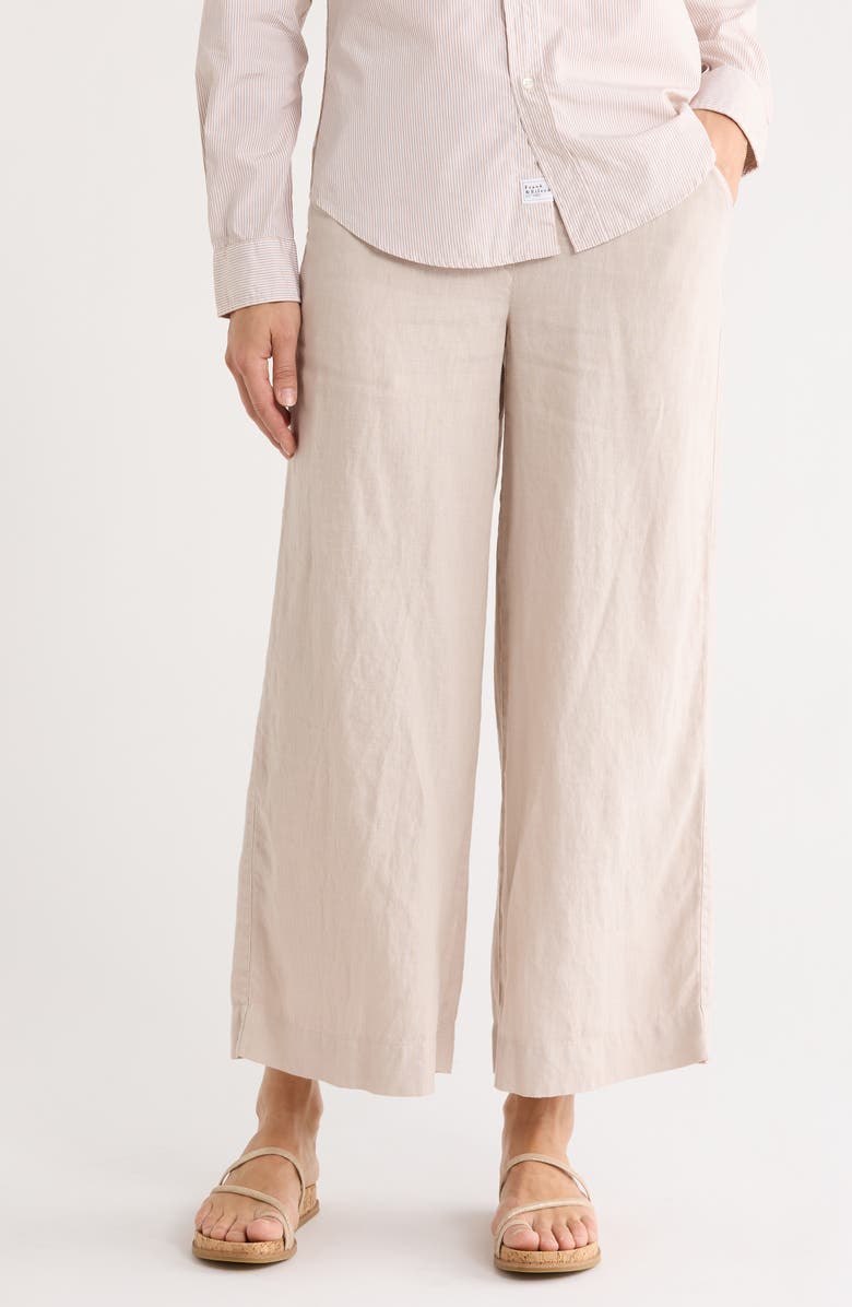 Frank & Eileen Pull-On Wide Leg Cotton Pants, Main, color, Sand