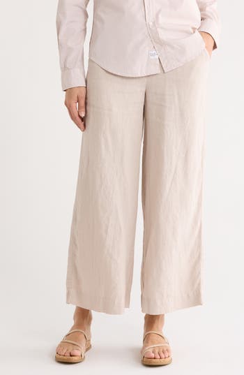 Frank & Eileen Pull-On Wide Leg Cotton Pants in Sand at Nordstrom Rack, Size X-Small